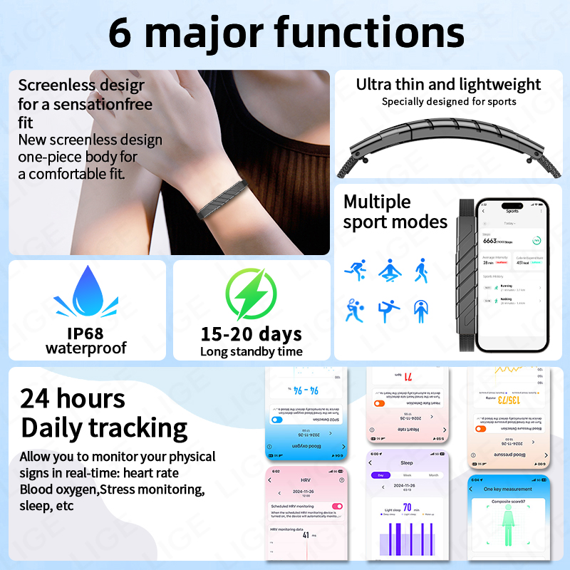 LIGE NO Screen Smart Bracelet  - огляд і ціна Fall Detection Watch
